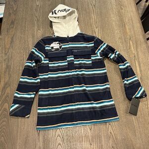 NWT Hurley Boys Obsidian Striped Zippered Hoodie Size M